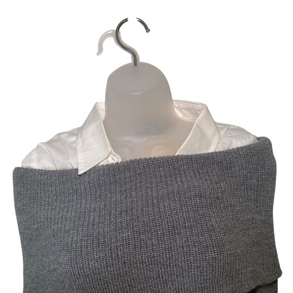 Ser.O.Ya Elodie Sweater Dress Large Gray Off Shoulder Ribbed Knit NWT - Picture 6 of 7